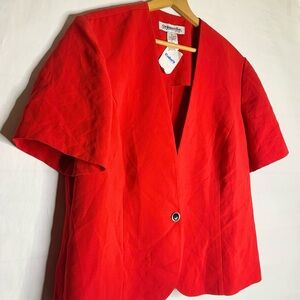 St. johns Bay Size 2XL Vibrant Red Blazer Short Sleeve Single Button NWT